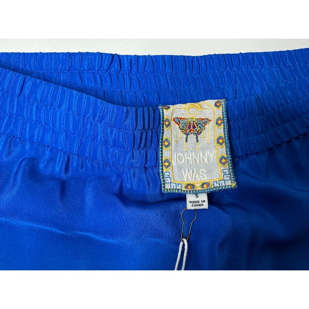 Johnny Was Yasmin Cropped Easy Pant Blue Butterfly Silk Size Small NWT $265 - Picture 8 of 12